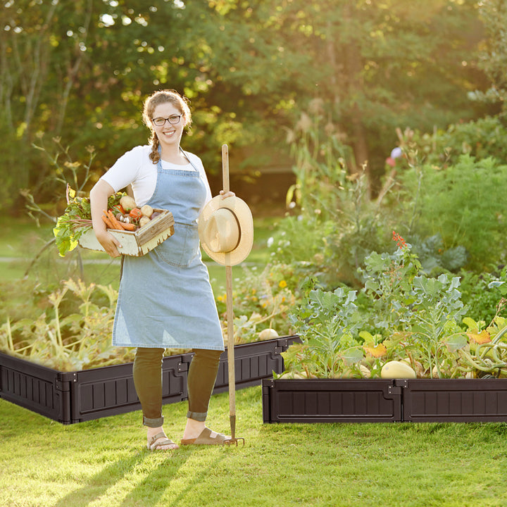 2PCS 4 x 4 ft Raised Garden Bed Set Planter Box for Vegetable Flower Gardening Image 5