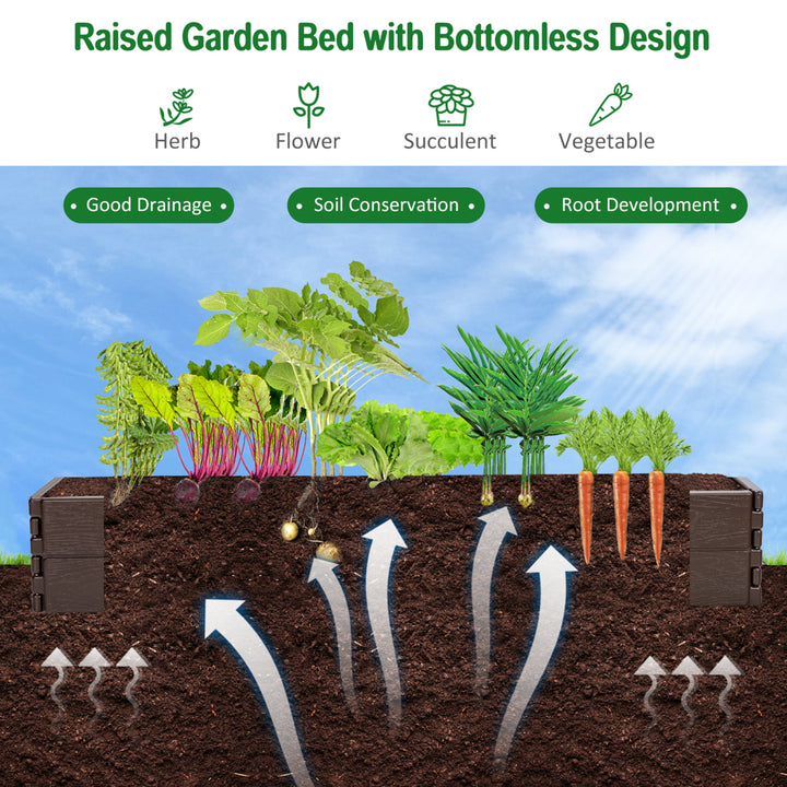 2PCS Raised Garden Bed Set Outdoor Planter Box for Vegetable Flower Gardening Image 6