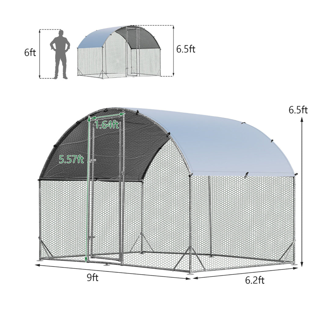 Large Metal Chicken Coop Outdoor Galvanized Dome Cage w/ Cover 9 ft x 6.2 ft Image 2