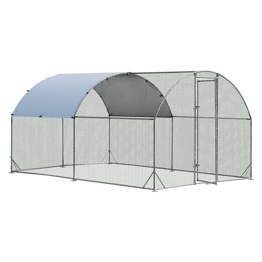 Large Metal Chicken Coop Outdoor Galvanized Dome Cage w/ Cover 9 ft x 12.5 ft Image 1