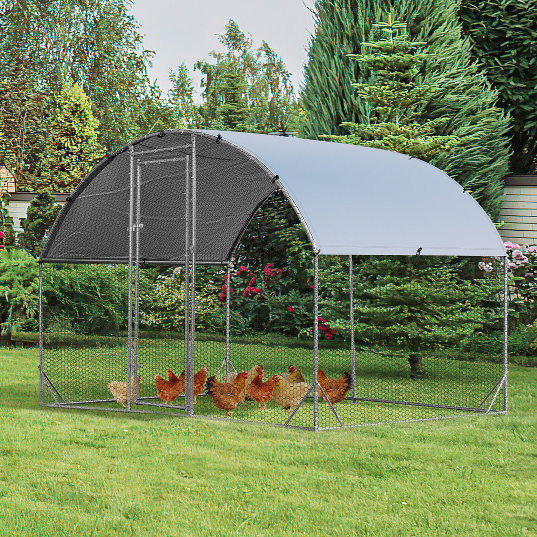 Large Metal Chicken Coop Outdoor Galvanized Dome Cage w/ Cover 9 ft x 6.2 ft Image 3