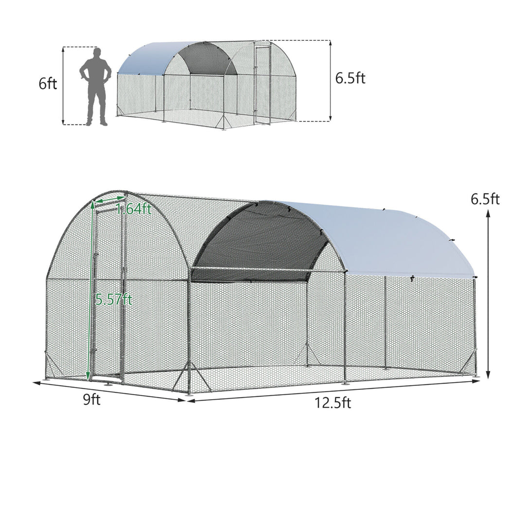 Large Metal Chicken Coop Outdoor Galvanized Dome Cage w/ Cover 9 ft x 12.5 ft Image 2