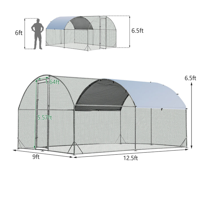 Large Metal Chicken Coop Outdoor Galvanized Dome Cage w/ Cover 9 ft x 12.5 ft Image 2