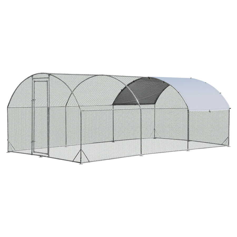 Large Metal Chicken Coop Outdoor Galvanized Dome Cage w/ Cover 9 ft x 19 ft Image 1