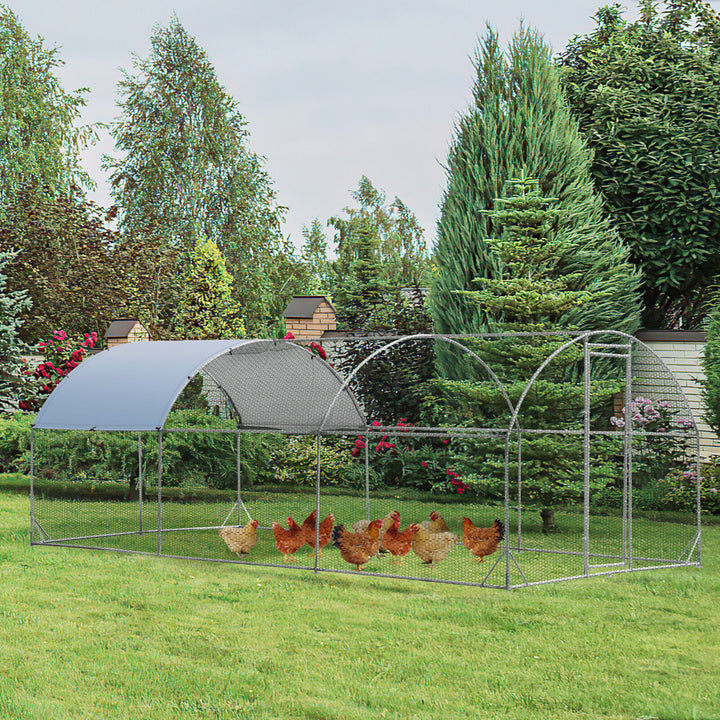 Large Metal Chicken Coop Outdoor Galvanized Dome Cage w/ Cover 9 ft x 19 ft Image 3