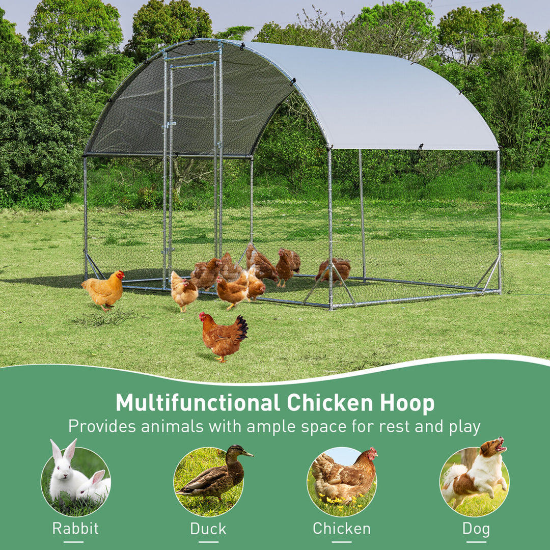 Large Metal Chicken Coop Outdoor Galvanized Dome Cage w/ Cover 9 ft x 6.2 ft Image 5