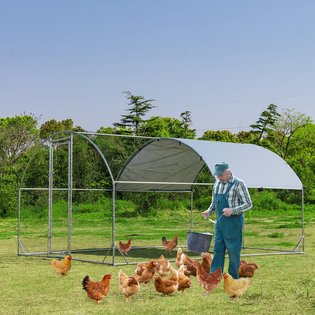 Large Metal Chicken Coop Outdoor Galvanized Dome Cage w/ Cover 9 ft x 12.5 ft Image 4