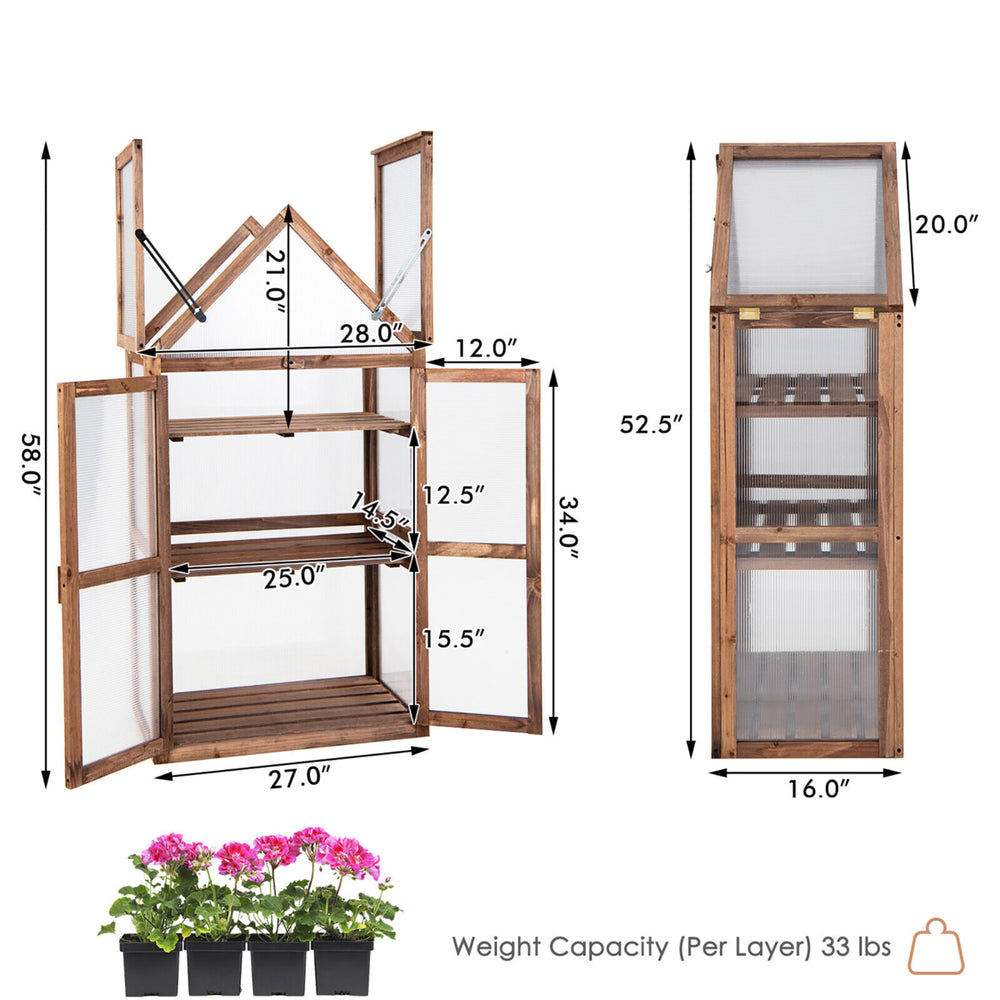 Wooden Cold Frame Greenhouse Raised Planter Protection for Vegetable and Flower Image 2