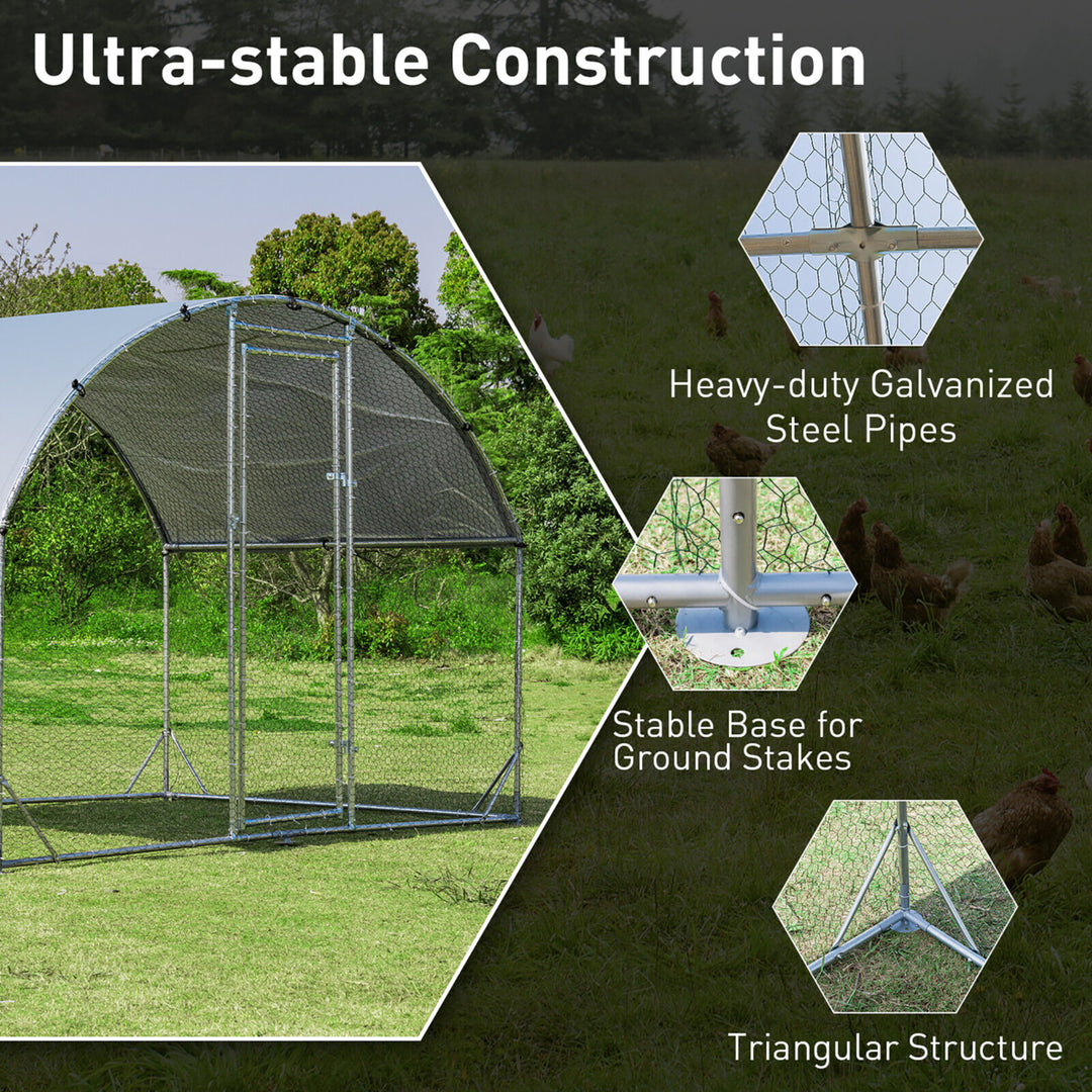 Large Metal Chicken Coop Outdoor Galvanized Dome Cage w/ Cover 9 ft x 6.2 ft Image 6