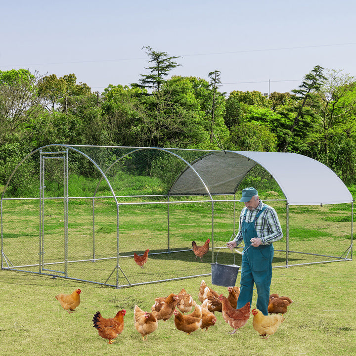 Large Metal Chicken Coop Outdoor Galvanized Dome Cage w/ Cover 9 ft x 19 ft Image 4