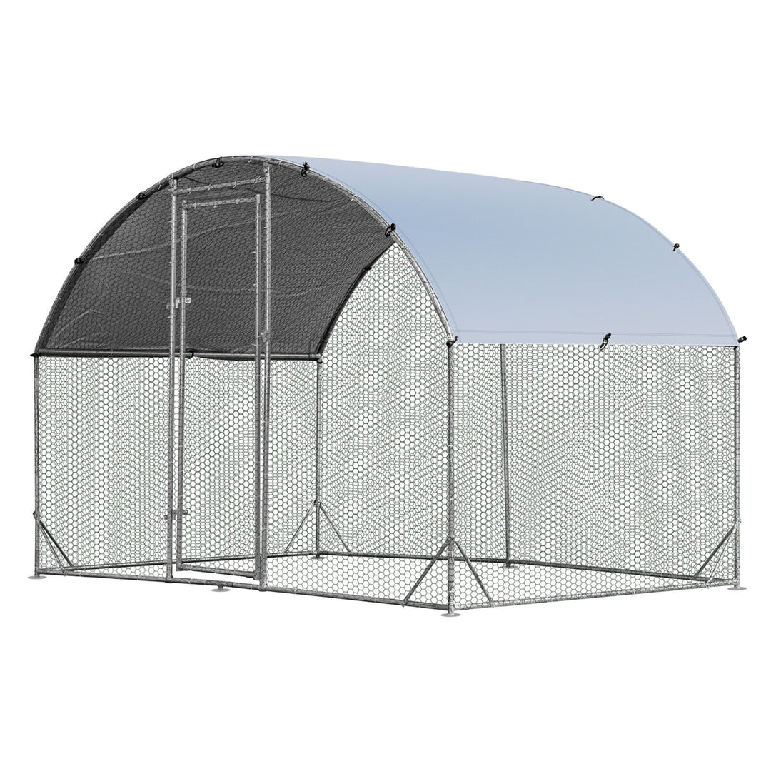 Large Metal Chicken Coop Outdoor Galvanized Dome Cage w/ Cover 9 ft x 6.2 ft Image 10