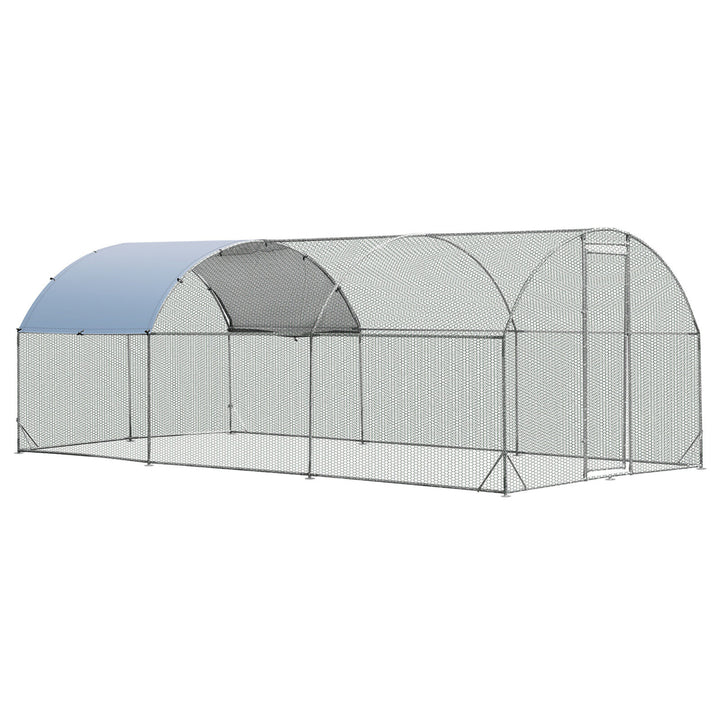 Large Metal Chicken Coop Outdoor Galvanized Dome Cage w/ Cover 9 ft x 19 ft Image 10