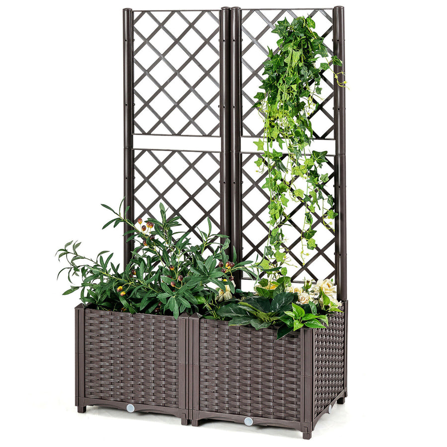 Raised Garden Bed w/Trellis Planter Box for Climbing Plants 32 x 16 x 53 Image 1