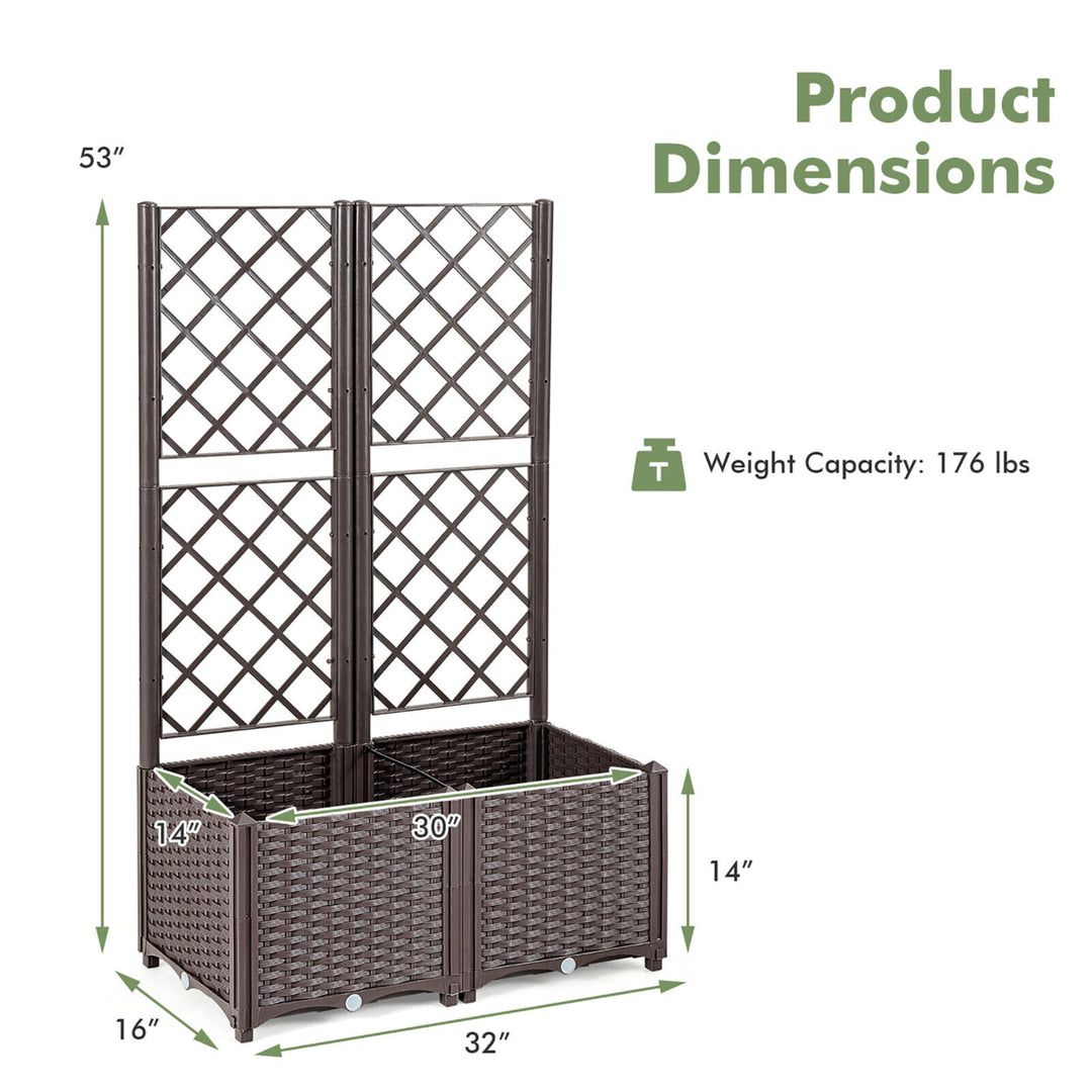 Raised Garden Bed w/Trellis Planter Box for Climbing Plants 32 x 16 x 53 Image 2