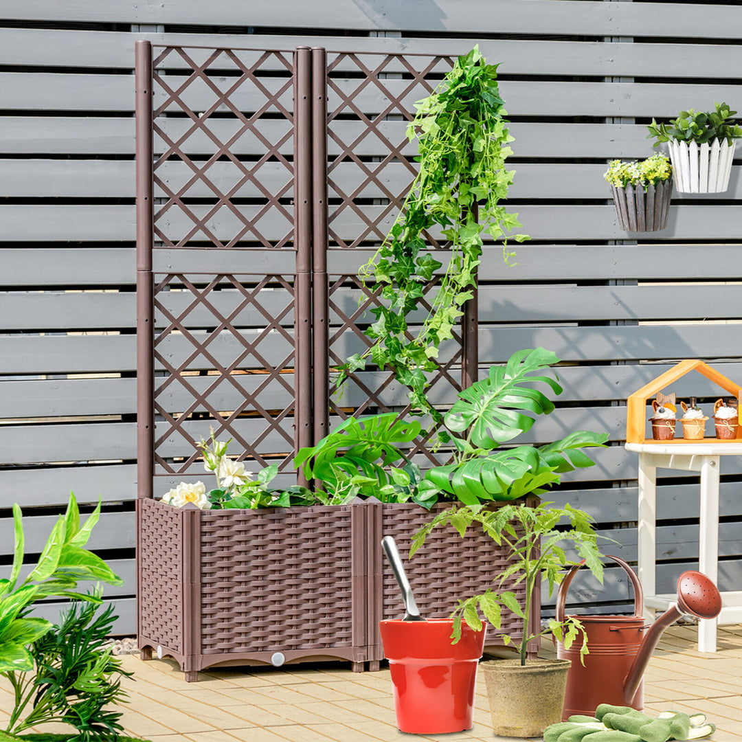 Raised Garden Bed w/Trellis Planter Box for Climbing Plants 32 x 16 x 53 Image 4