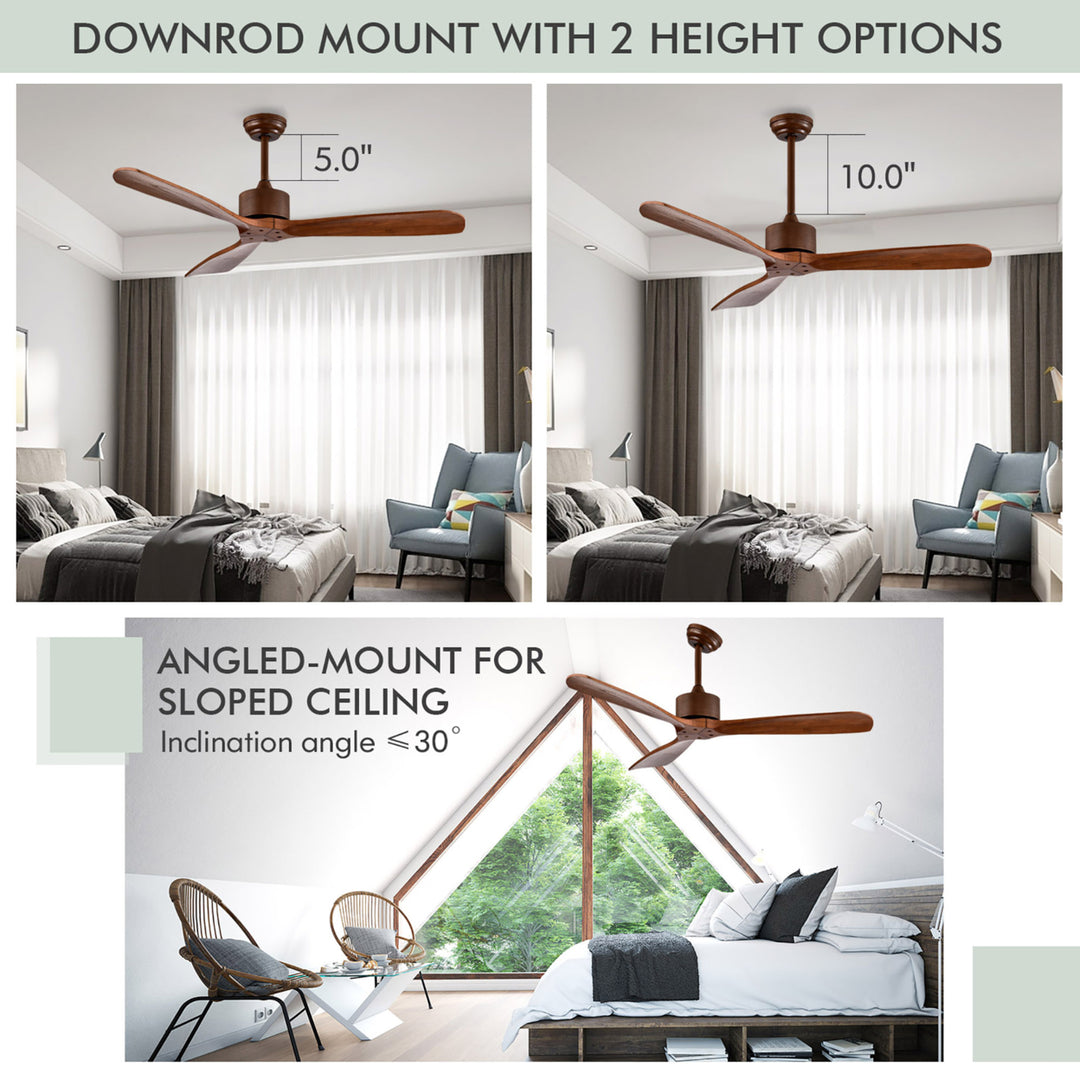 52 Modern Ceiling Fan No Light Indoor Outdoor w/Remote Control Image 8