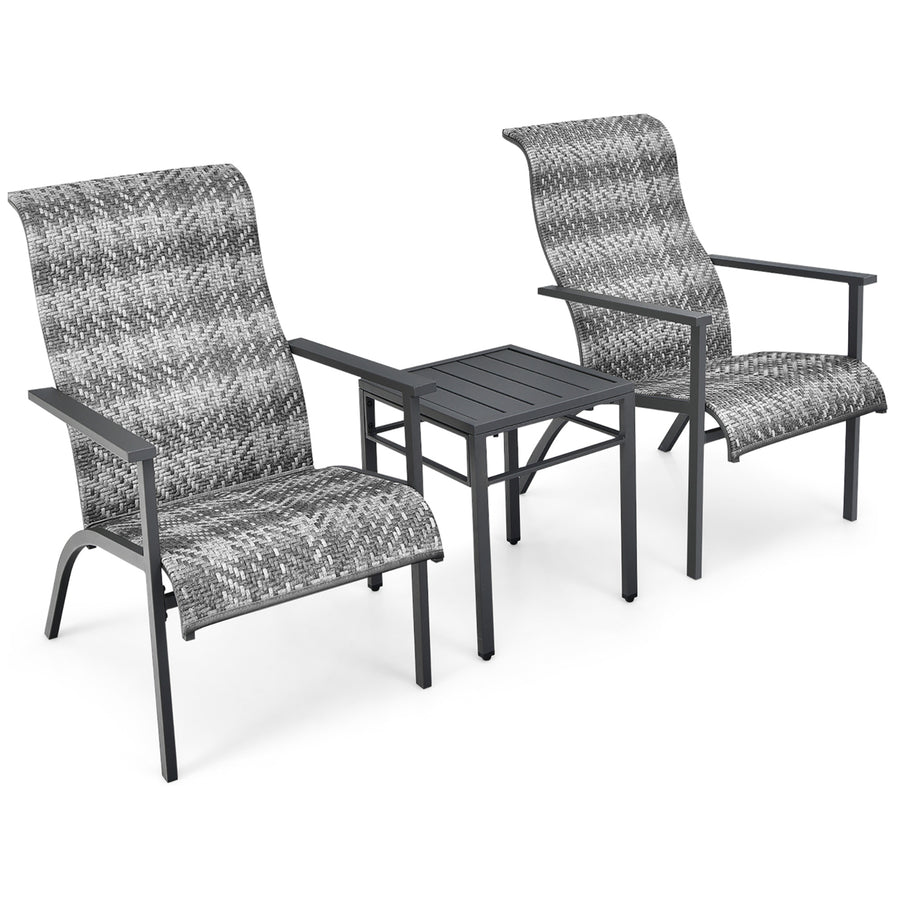 3PCS Rattan Bistro Chair Set Patio Furniture Set W/Table Image 1