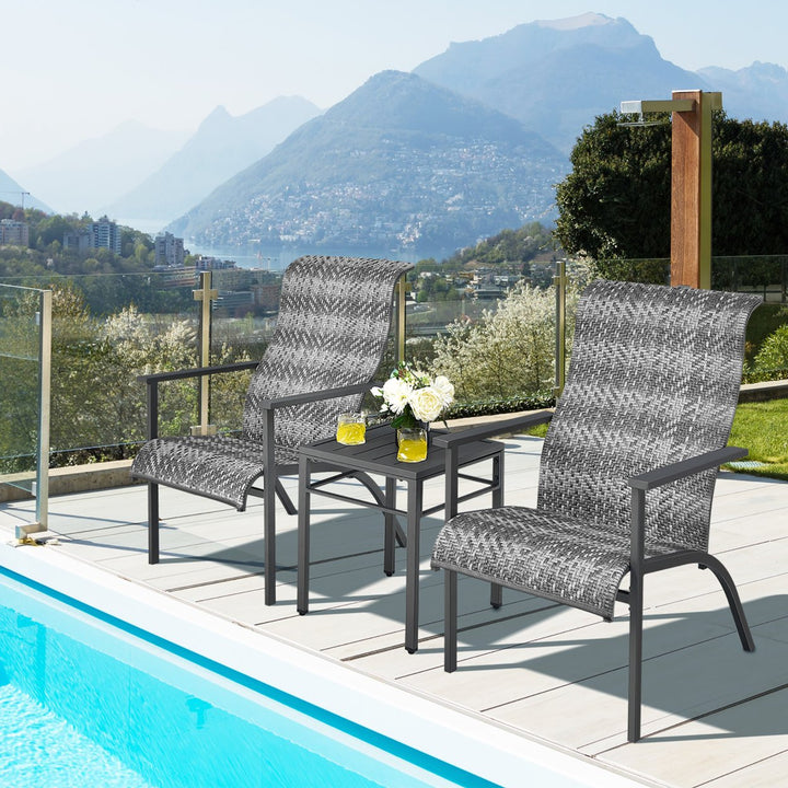 3PCS Rattan Bistro Chair Set Patio Furniture Set W/Table Image 1