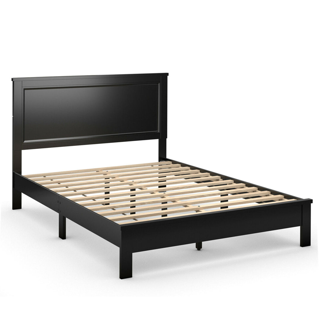 Twin/Full/Queen Size Bed Frame Platform Slat High Headboard Bedroom Rubber Wood Leg Image 1