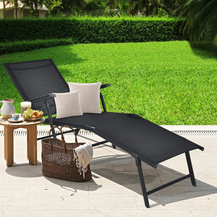 Outdoor Adjustable Chaise Lounge Chair Patio Beach Folding Recliner Lounge Image 2