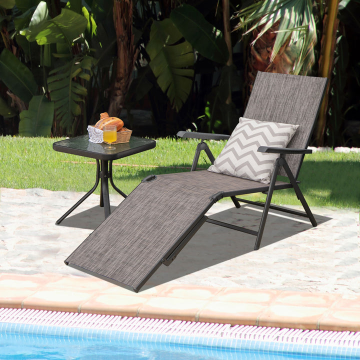 Outdoor Adjustable Chaise Lounge Chair Patio Beach Folding Recliner Lounge Image 3