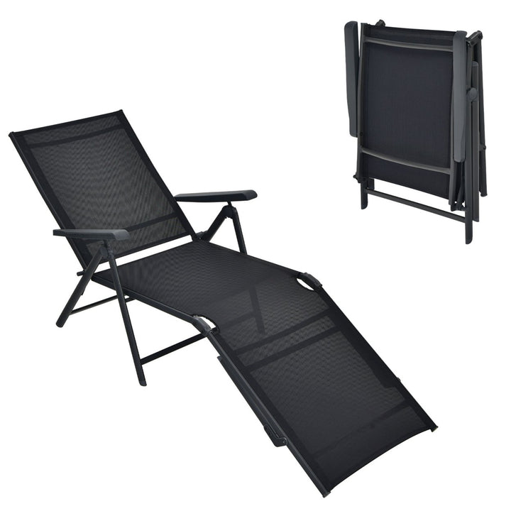 Outdoor Adjustable Chaise Lounge Chair Patio Beach Folding Recliner Lounge Image 1