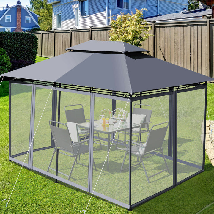 2-Tier 10x13 Steel Gazebo Canopy Tent Shelter Patio Garden Outdoor Netting Image 3