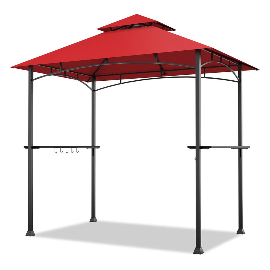 8 x 5 BBQ Grill Gazebo 2-Tier Barbecue Canopy Vented Top Shelves Shelter Image 1