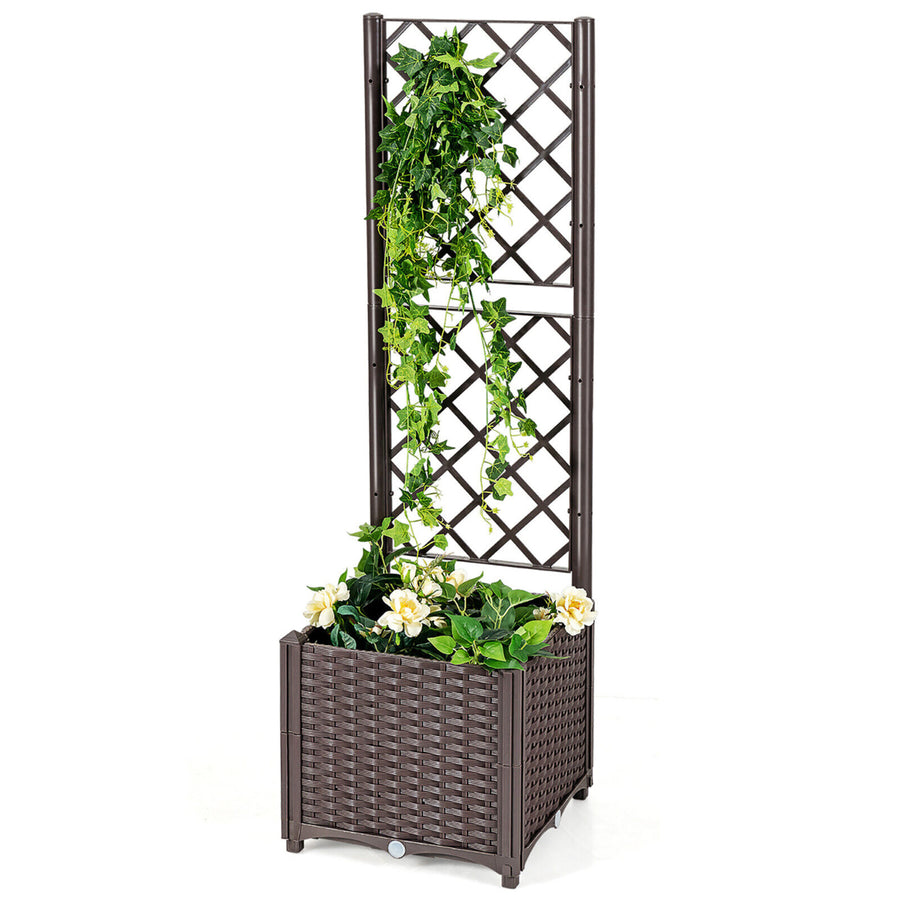 Raised Garden Bed w/Trellis Planter Box for Climbing Plants 16 x 16 x 53 Image 1