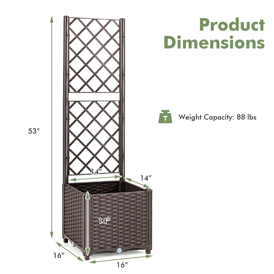 Raised Garden Bed w/Trellis Planter Box for Climbing Plants 16 x 16 x 53 Image 2