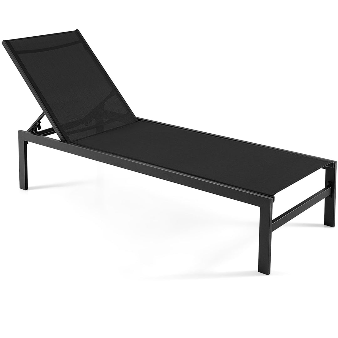 Patio Chaise Lounge Adjustable Lounge Chair W/ 6-Position Backrest Black Image 8