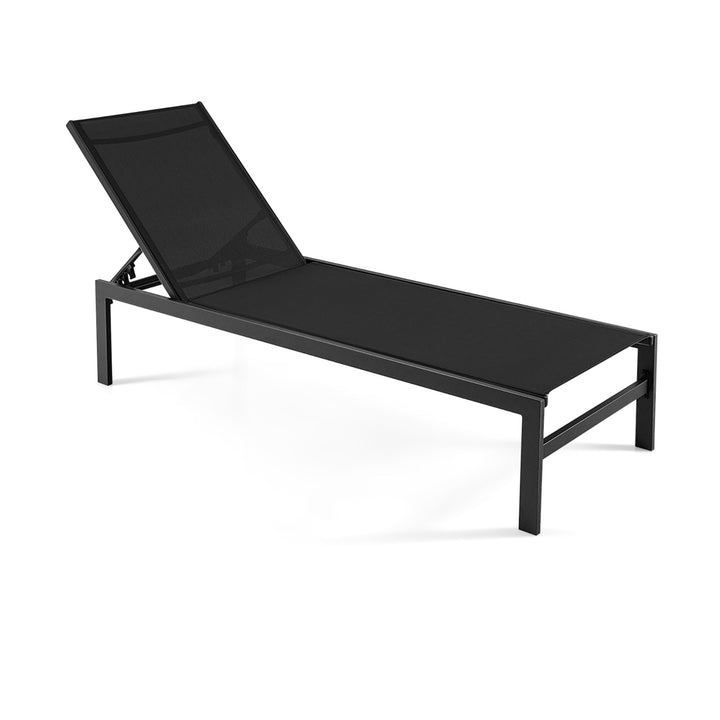 Patio Chaise Lounge Adjustable Lounge Chair W/ 6-Position Backrest Black Image 9