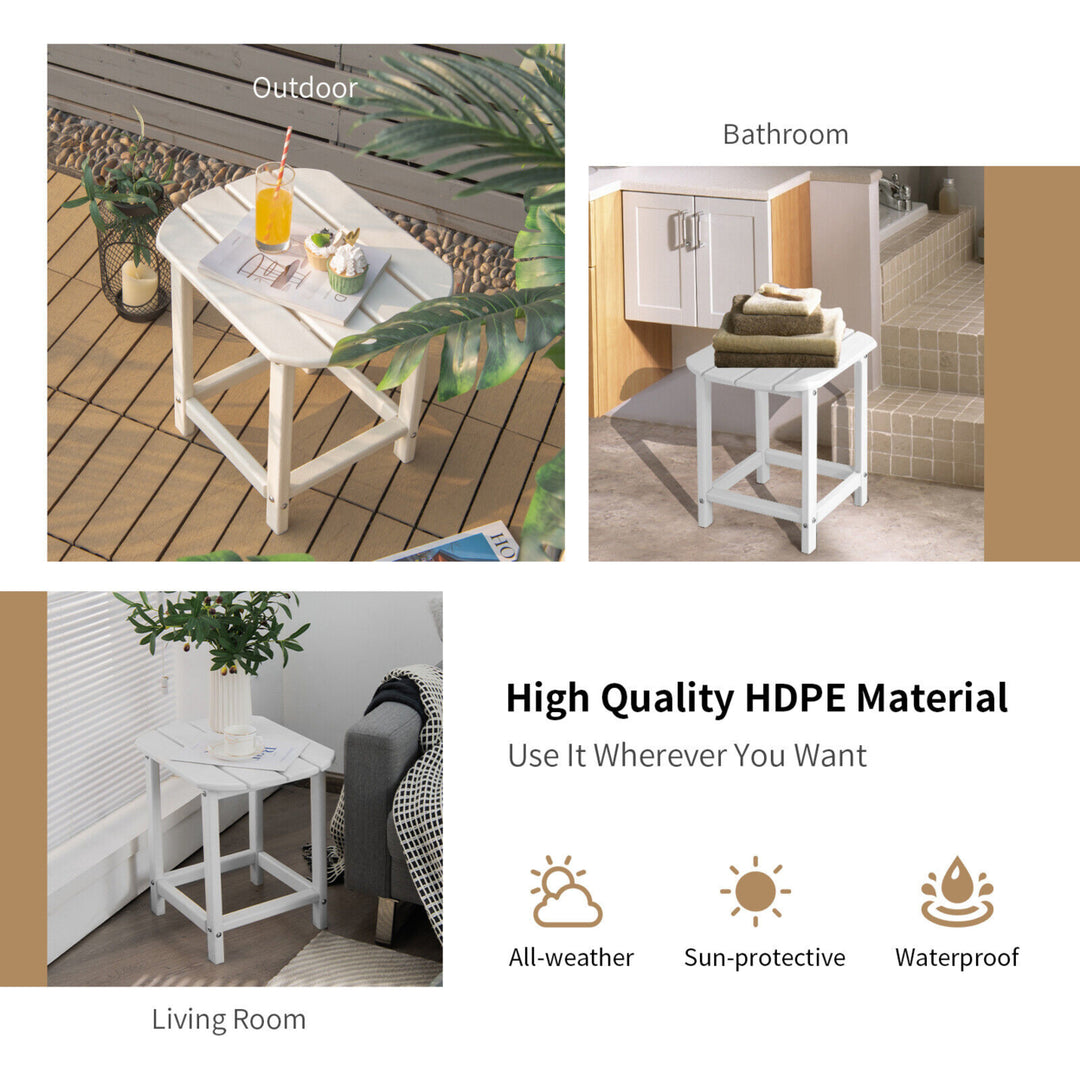 18 Patio Adirondack Side Table Weather Resistant HDPE Garden Yard White Image 4