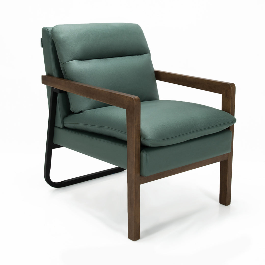 Set of 2 Single Sofa Chair Leisure Accent Chair w/ Wooden Armrests and Legs Green Image 10