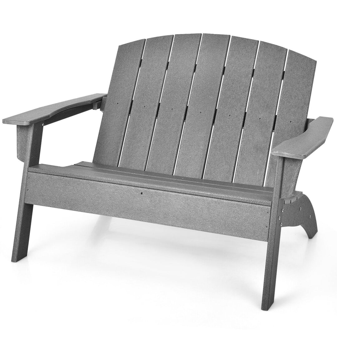 Outdoor Adirondack Chair Patio HDPE Adirondack Loveseat Bench Weather Resistant Image 1