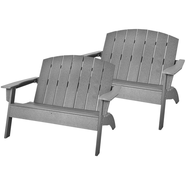 Set of 2 Adirondack Chair Patio HDPE Adirondack Loveseat Bench Weather Resistant Image 1