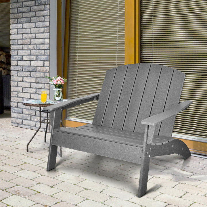 Outdoor Adirondack Chair Patio HDPE Adirondack Loveseat Bench Weather Resistant Image 4