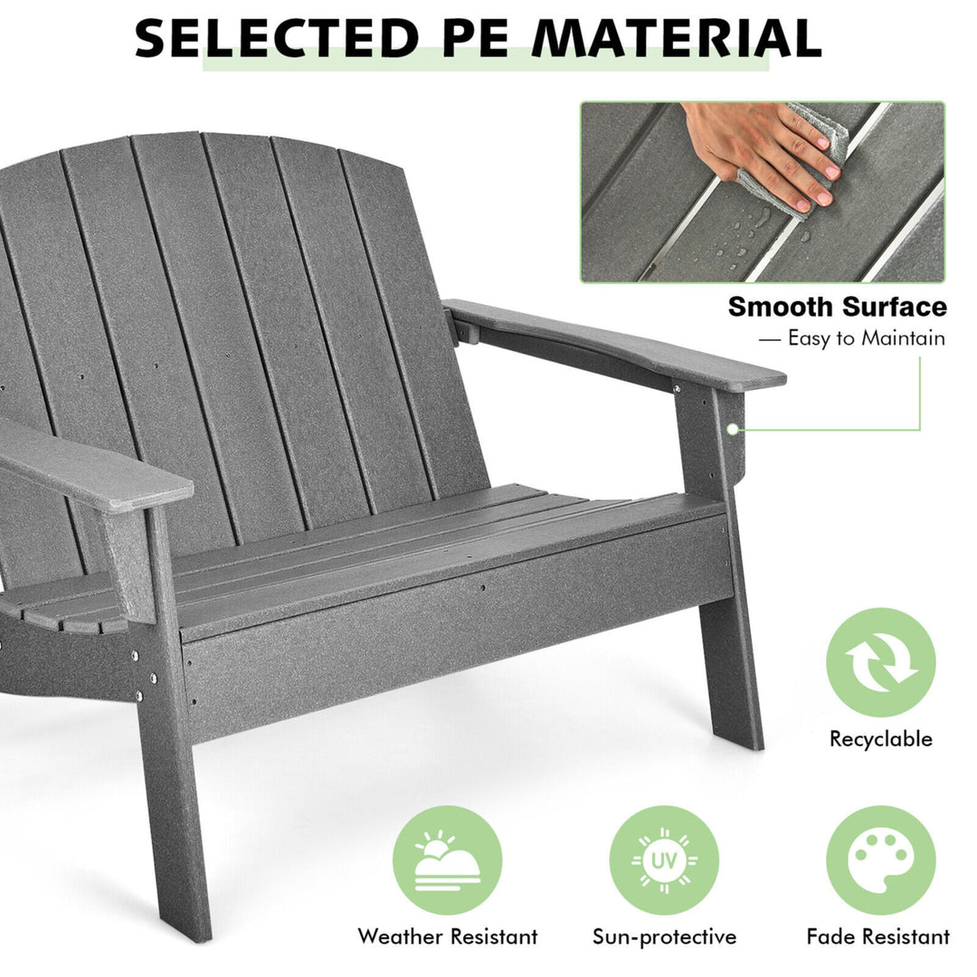 Outdoor Adirondack Chair Patio HDPE Adirondack Loveseat Bench Weather Resistant Image 5