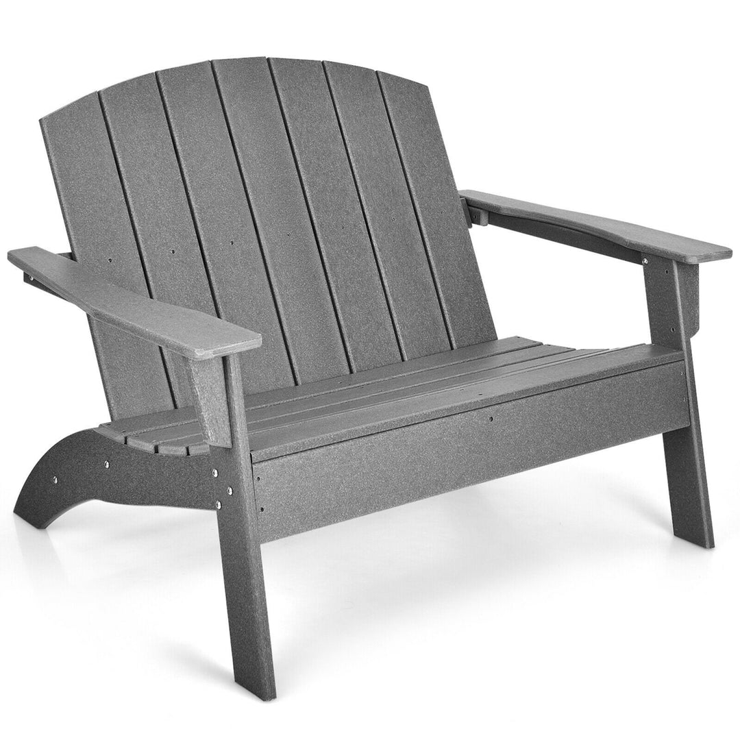 Outdoor Adirondack Chair Patio HDPE Adirondack Loveseat Bench Weather Resistant Image 6