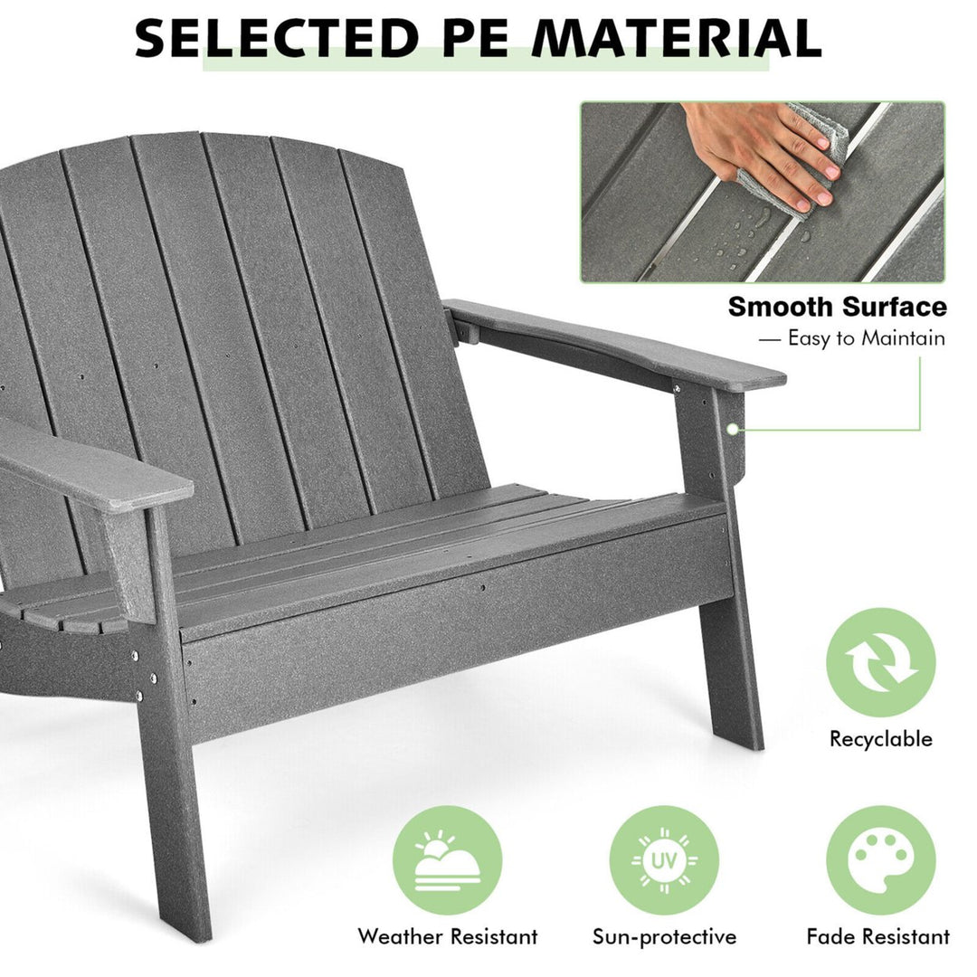 Set of 2 Adirondack Chair Patio HDPE Adirondack Loveseat Bench Weather Resistant Image 5