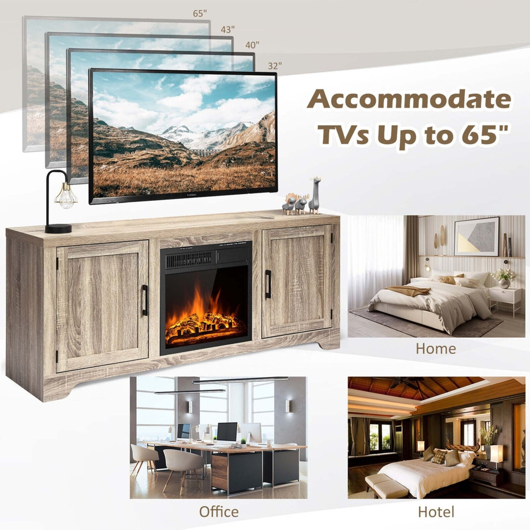 58 Fireplace TV Stand Storage Cabinet Console w/ 18 1500W Electric Fireplace Image 5