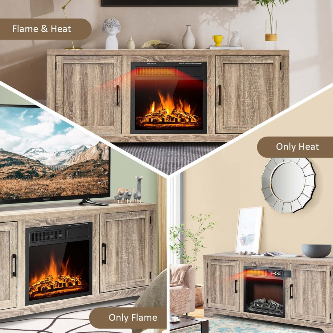 58 Fireplace TV Stand Storage Cabinet Console w/ 18 1500W Electric Fireplace Image 8