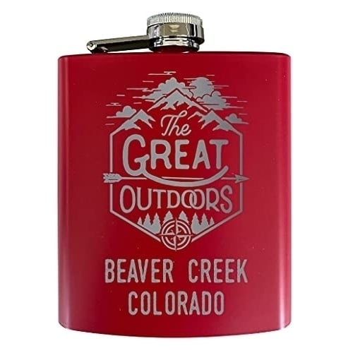 Beaver Creek Colorado Laser Engraved Explore the Outdoors Souvenir 7 oz Stainless Steel 7 oz Flask Red Image 1