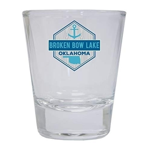 Broken Bow Oklahoma Lake Nautical Resevoir Trendy Souvenir Round Shot Glass Image 1