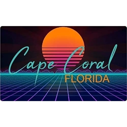 Cape Coral Florida 4 X 2.25-Inch Fridge Magnet Retro Neon Design Image 1