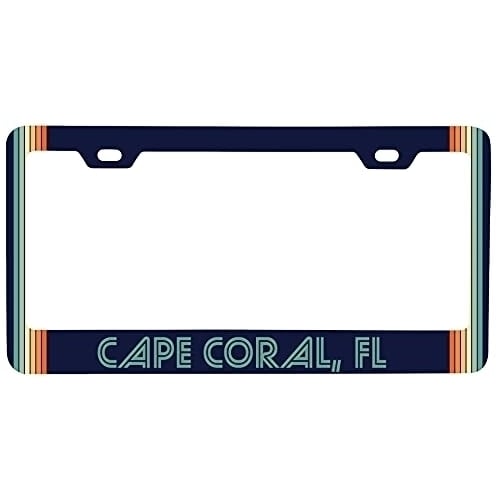 Cape Coral Florida Car Metal License Plate Frame Retro Design Image 1