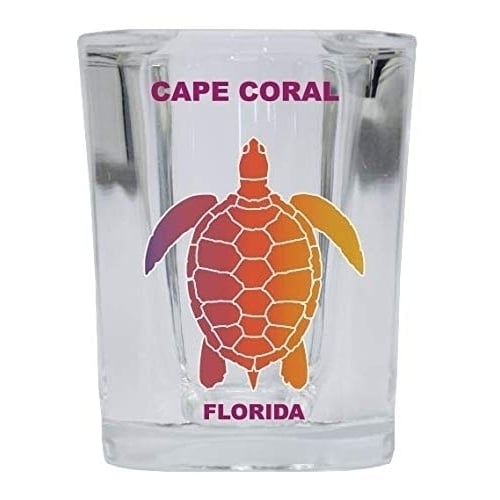 Cape Coral Florida Souvenir Rainbow Turtle Design Square Shot Glass 4-pack Image 1