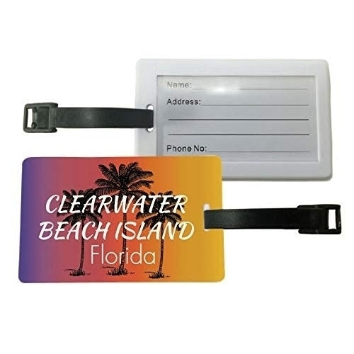 Clearwater Beach Island Florida Palm Tree Surfing Souvenir Travel Luggage Tag 2-Pack Image 1