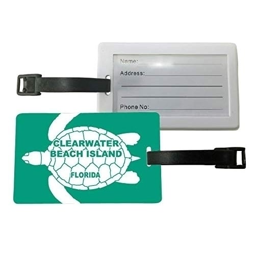 Clearwater Beach Island Florida Turtle Design Souvenir Travel Luggage Tag 2-Pack Image 1