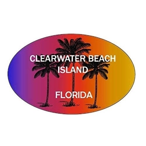 Clearwater Beach Island Florida Trendy Souvenir Oval Decal Image 1